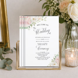 Programa de Casamento Elegante com Rosas Cor-de-Ro