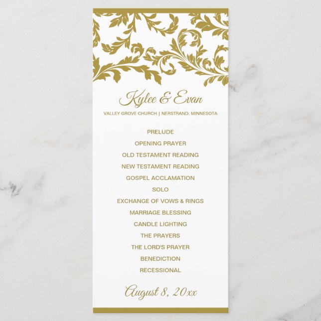 Programa de Casamento Elegante de Altura Flourish  (Frente)