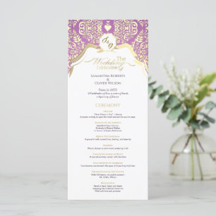 Programa de casamento elegante de cor rosa e ouro