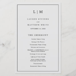 Programa de Casamento Elegante de Monograma de Cin