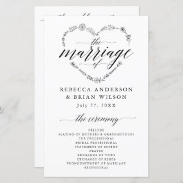 Programa de Casamento Elegante de Script de Caligr