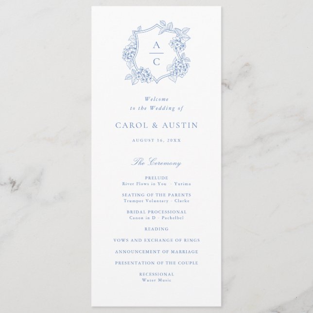 Programa de Casamento Elegante Floral de Hortênsia (Frente)