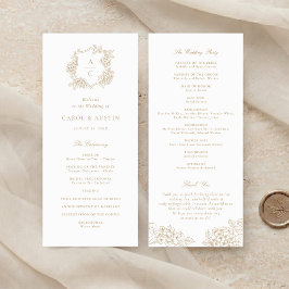 Programa de Casamento Elegante Floral Dourado Hort