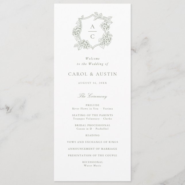Programa de Casamento Elegante Floral Hydrangea Ve (Frente)