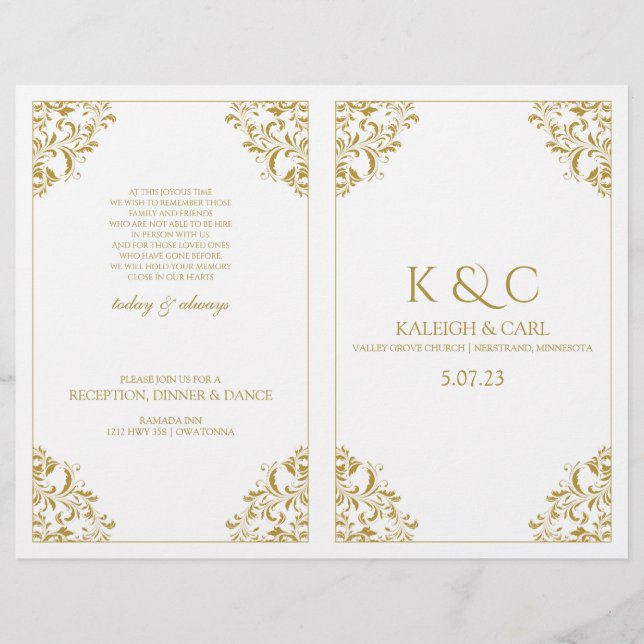 Programa de Casamento Elegante - Livreto de Dobrag (Frente)