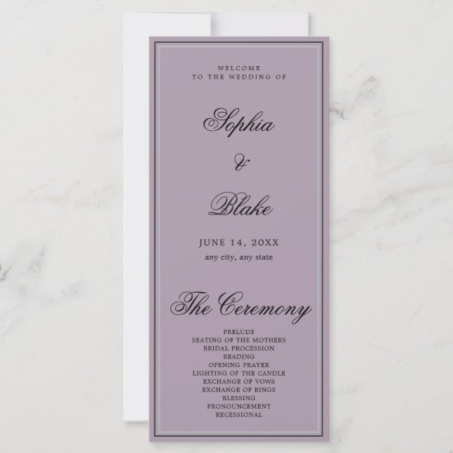 Programa de Casamento Elegante Minimalista Cinza R (Frente)