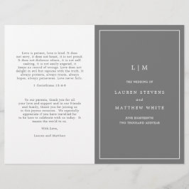 Programa de Casamento Elegante Monograma Cinza Esc