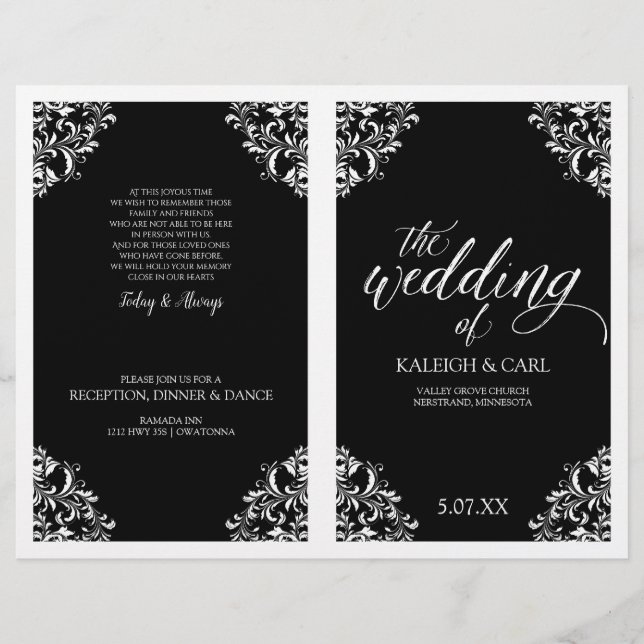 Programa de Casamento Elegante - Nadine (Preto)2 (Frente)