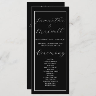 Programa de Casamento Elegante Negro de Luxo