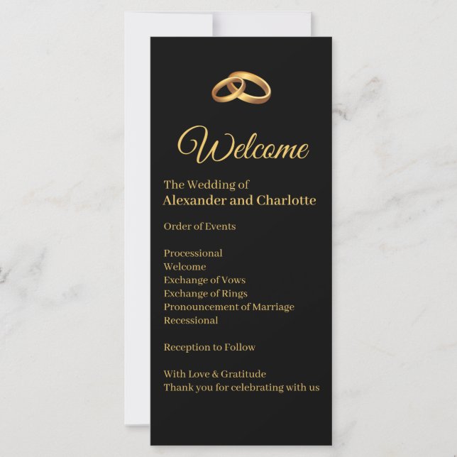 Programa de Casamento Elegante Ouro Preto (Frente)