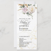 Programa de Casamento Elegante para Flores de Rosa