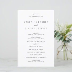 Programa de Casamento Elegante Preto e Branco Atem