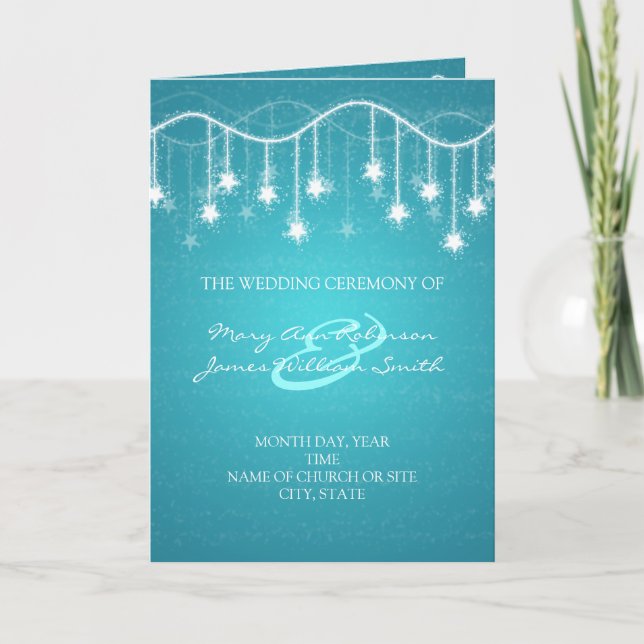 Programa de Casamento Elegante Shimmering Stars Bl (Frente)