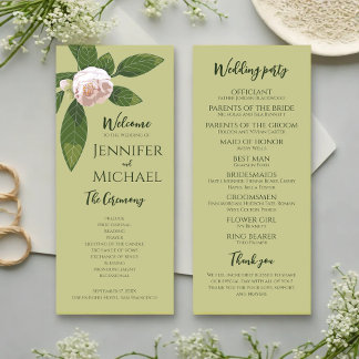 Programa de Casamento Elegante Simples Greenery Fl