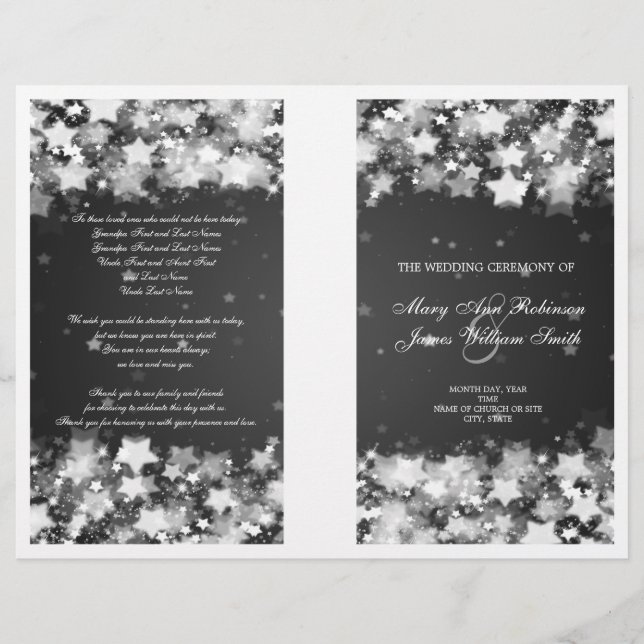 Programa de Casamento Elegante Stars Negra (Frente)