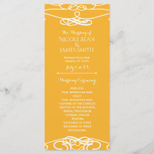 Programa de Casamento Elegante Vintage Amarelo e B