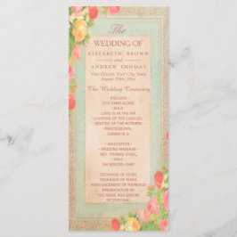 Programa de Casamento Elegantes Rosas Vintage