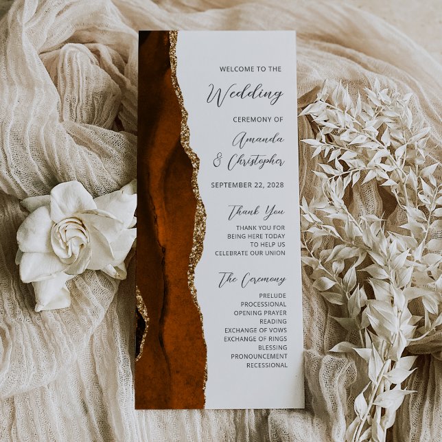 Programa de Casamento em Ágata Dourada Laranja Que (Criador carregado)