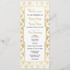 Programa de Casamento em Aquarela Arte Deco Dourad