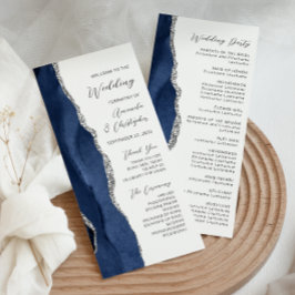 Programa de Casamento em Azul Marinho com Letra de