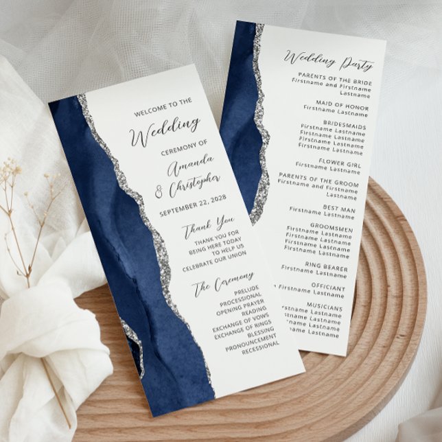 Programa de Casamento em Azul Marinho com Letra de (Criador carregado)