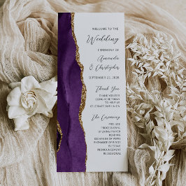 Programa de Casamento em Caligrafia de Ágata Doura