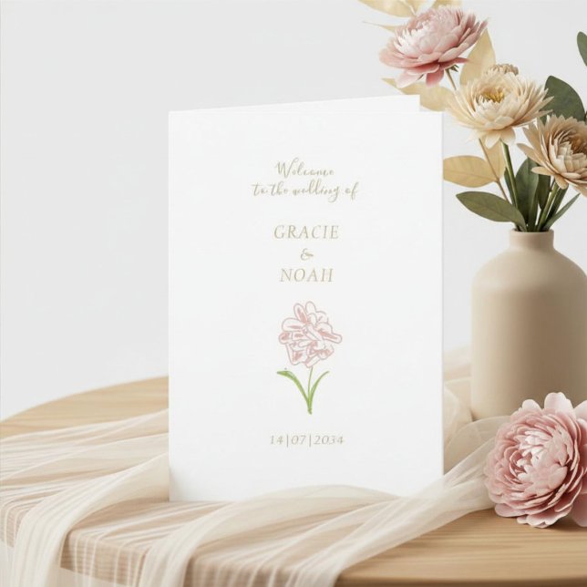 Programa de Casamento em Cartão Dobrado Flor de Ro (Criador carregado)