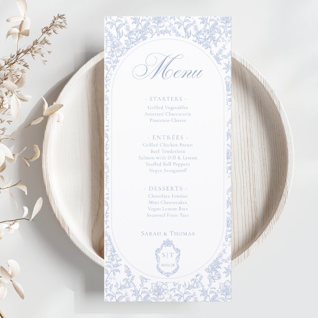 Programa de Casamento em Chinoiserie Floral Azul e (Criador carregado)