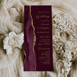 Programa de Casamento em Escrita Agata Dourada de