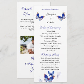 Programa de Casamento em Foto Editável Azul Minima