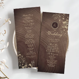 Programa de Casamento em Madeira Rústica Country