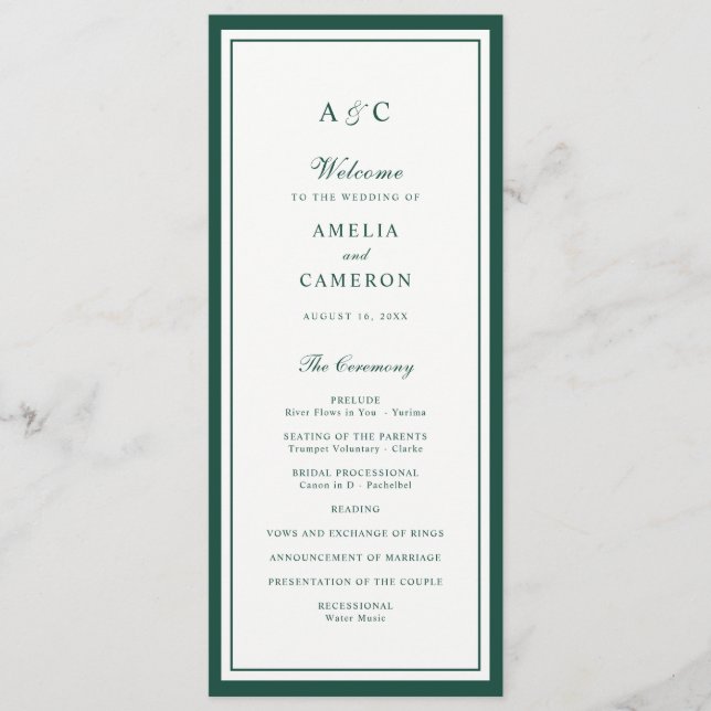 Programa de Casamento em Moldura Clássica Elegante (Frente)