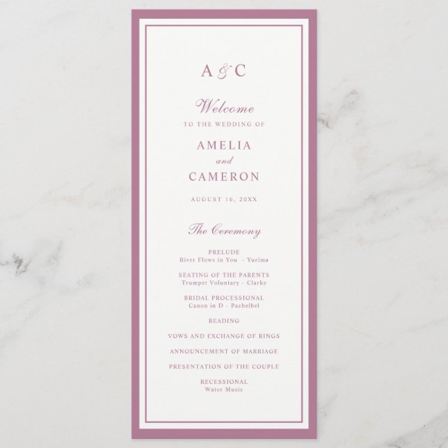 Programa de Casamento em Moldura Clássica Elegante (Frente)