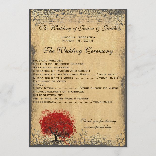 Programa de Casamento em Pergaminho Queimado da Ár (Frente)