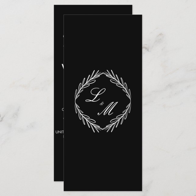 Programa de Casamento em Preto W com Ramificação d (Frente/Verso)