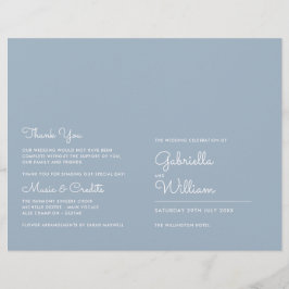 Programa de Casamento em Script Minimalista Azul E
