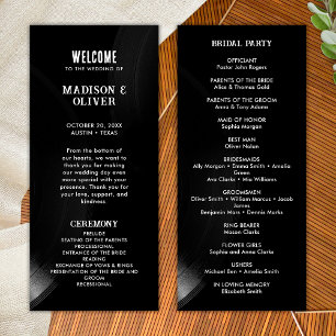 Programa de Casamento em Vinil Preto e Branco Retr