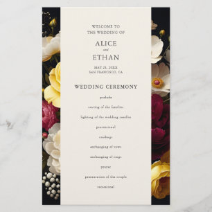 Programa de Casamento Escuro Elegante de Jardim Bl