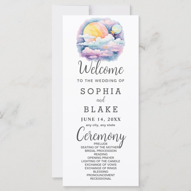 Programa de Casamento Estelar Lua Cheia Branco (Frente)