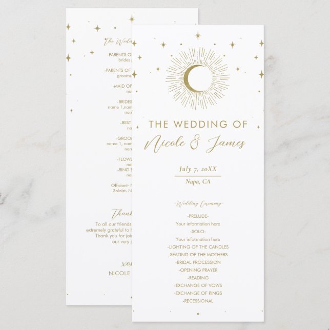 Programa de Casamento Estrela Dourada Rajada Celes (Frente/Verso)