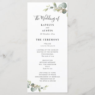 Programa de casamento Eucalyptus greenery