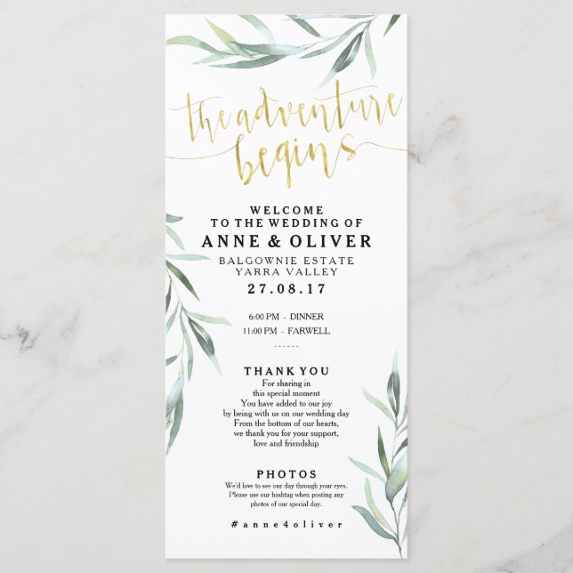 Programa de Casamento Eucalyptus Russo Dourado (Frente)