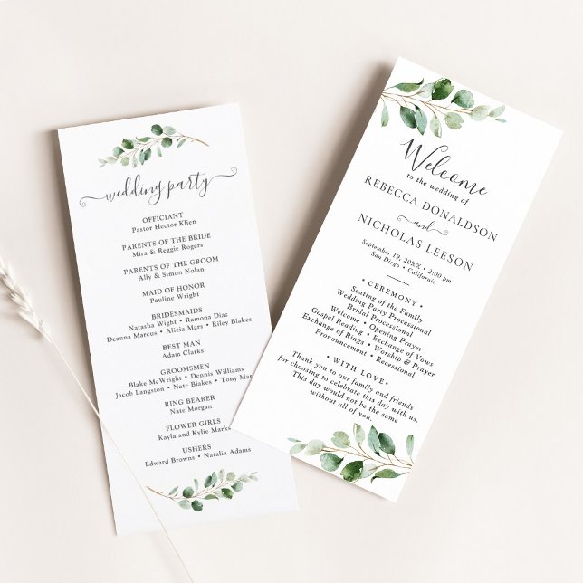 Programa de Casamento Eucalyptus Simple Greenery (Criador carregado)
