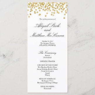 Programa de Casamento Faux Dourado Sparkle Confett