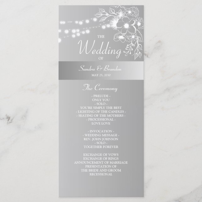 Programa de Casamento Faux Silver (Frente)
