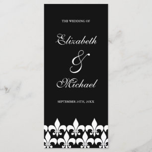 Programa de Casamento Fleur de Lis, preto e branco