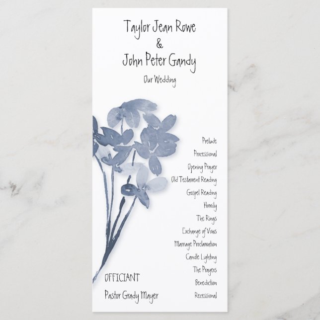 Programa de Casamento Flor de Azul Suave (Frente)