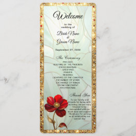 Programa de Casamento Flor Vermelha de Vidro Color