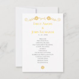 Programa de Casamento Floral Amarelo-Branco e ouro