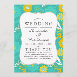 Programa de Casamento Floral Amarelo e Teal